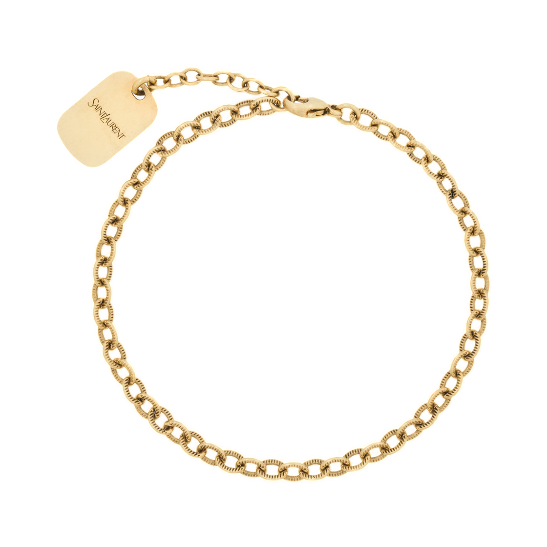 858859-Y1500-7005 Saint Laurent Ribbed Chain Bracelet in Metal Patinated Gold