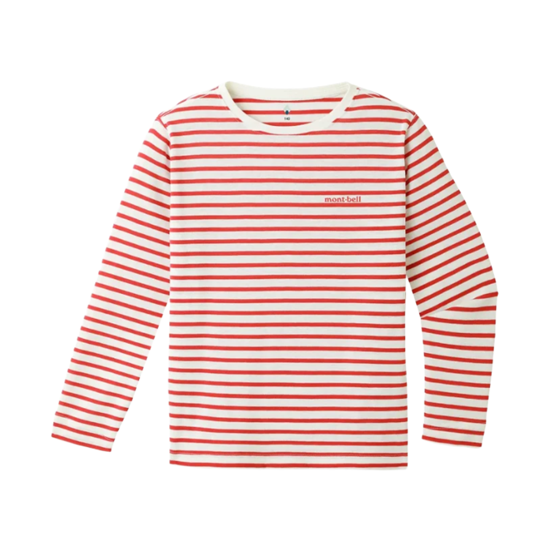 (키즈) 몽벨 위크론 스트라이프 롱슬리브 티셔츠 화이트 레드((Kids) Montbell Wickron Striped Long Sleeve T-Shirt White Red)