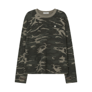 SLOW RECORD HOUSE Fingerhole Crop Long Camo Khaki