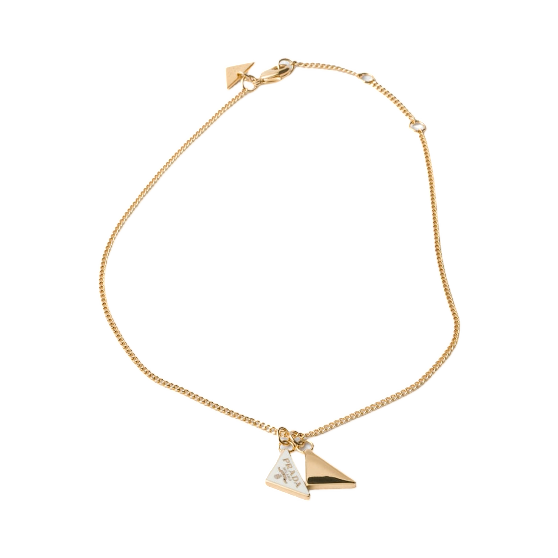 1IC259-2DR5-F061C Prada Enameled Metal Necklace Gold White