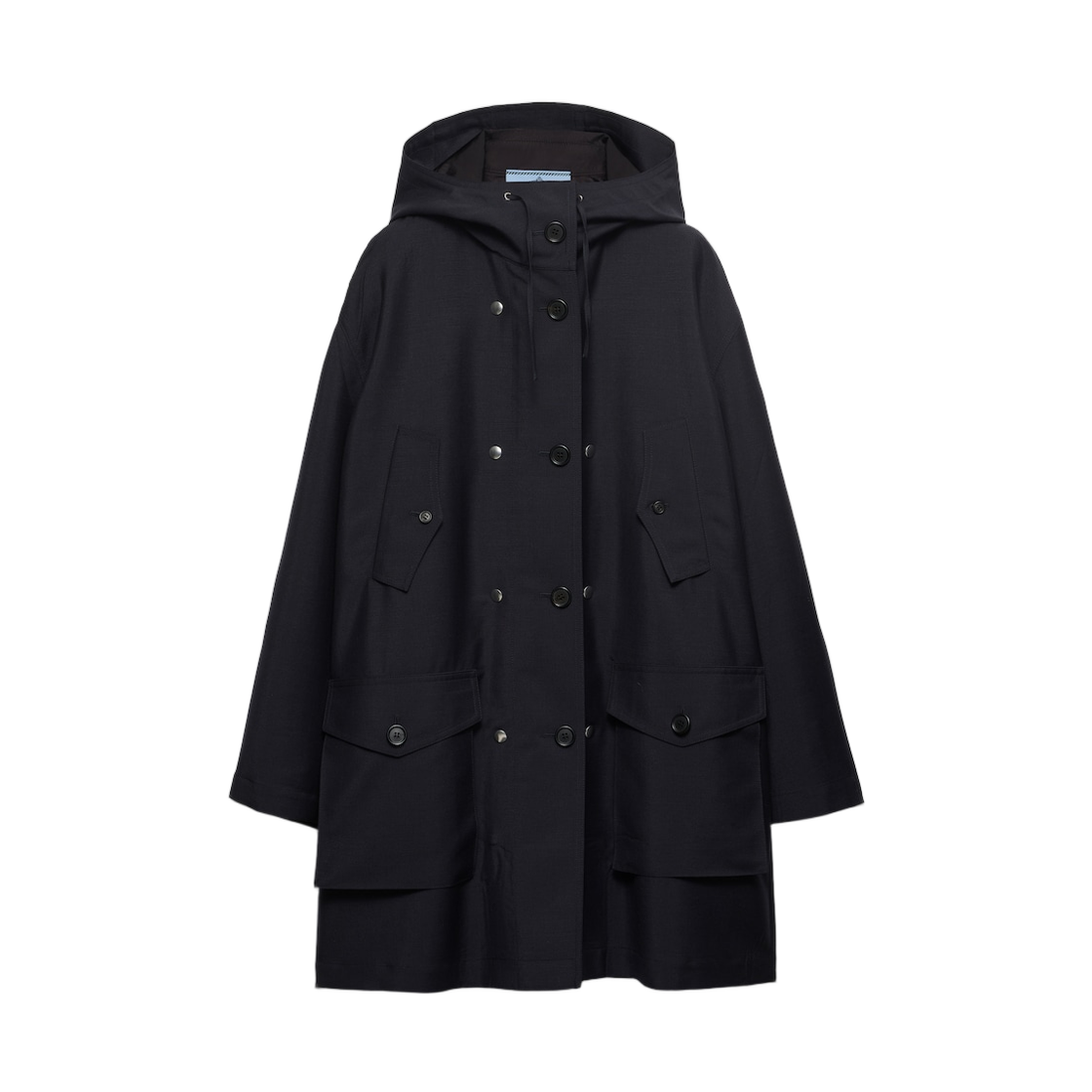 P620T-19CY-F0008 (W) Prada Single-Breasted Kid Mohair And Re-Nylon Coat Navy