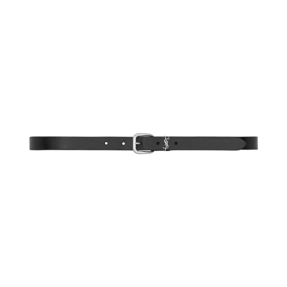 859160-AAD23-1000 Saint Laurent Cassandre Rectangular Buckle Belt in Leather Black