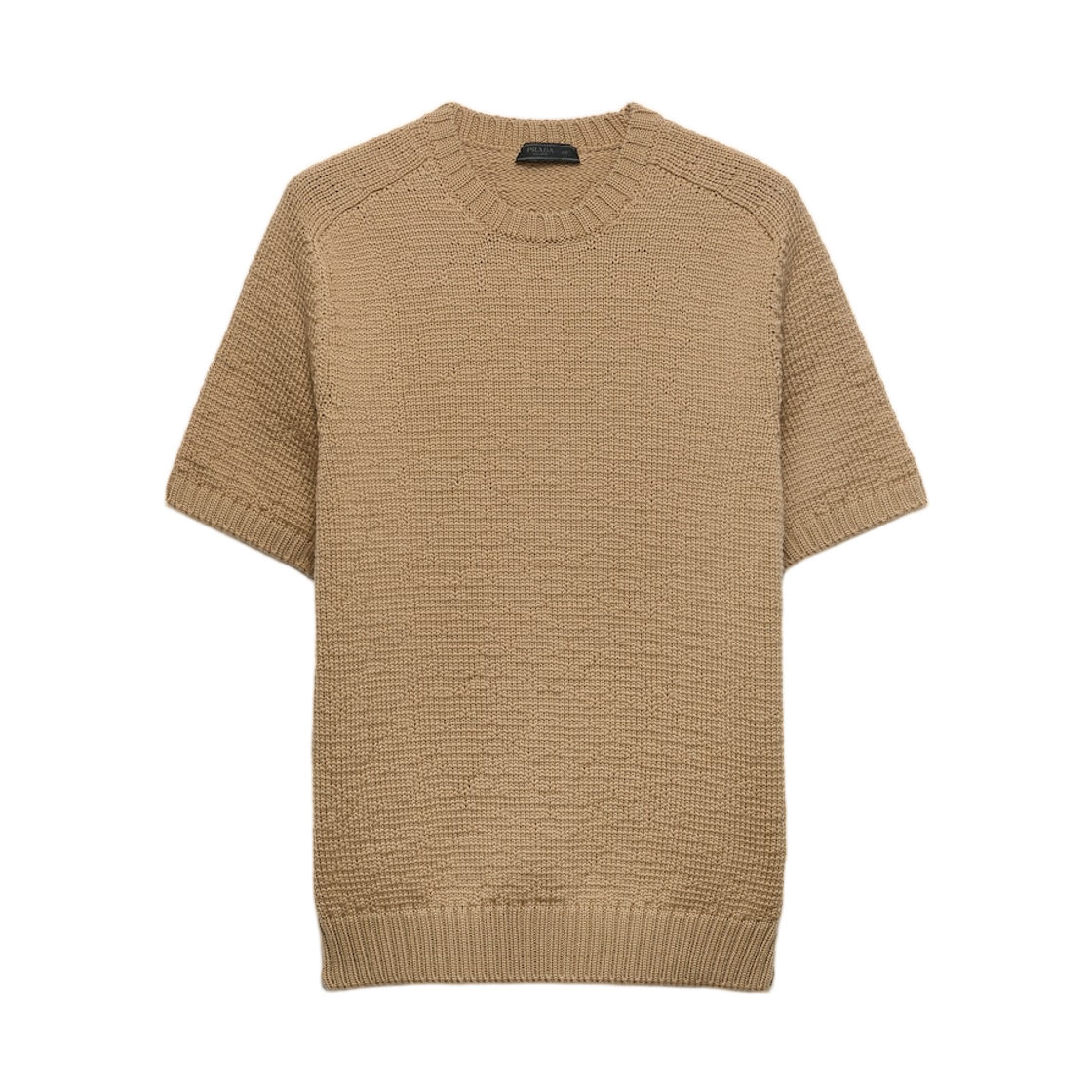 UMF271-1883-F0040 Prada Short-Sleeved Wool Sweater Camel Brown