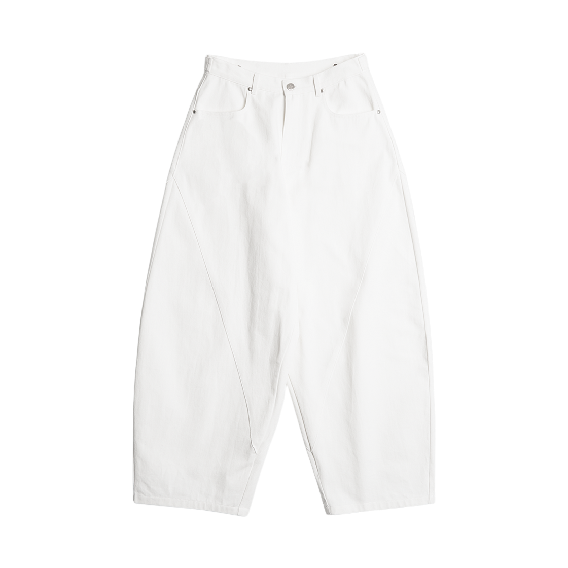 리오므 커브드 벌룬 코튼 팬츠 화이트(Riomeu Curved Balloon Cotton Pants White) - 2
