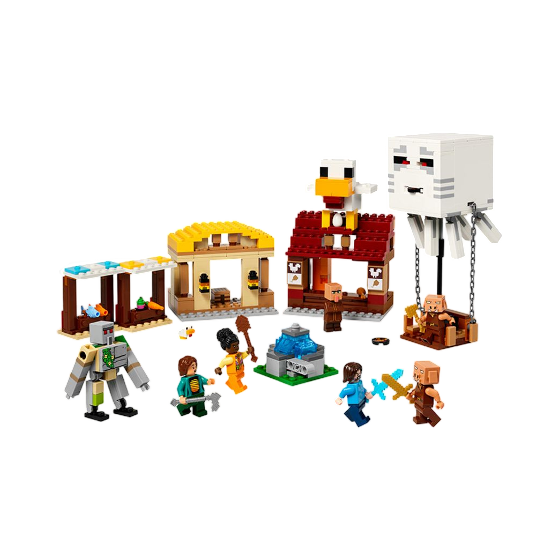 레고 마인크래프트 가스트 열기구 마을 공격(Lego Minecraft Ghast Balloon Village Attack)