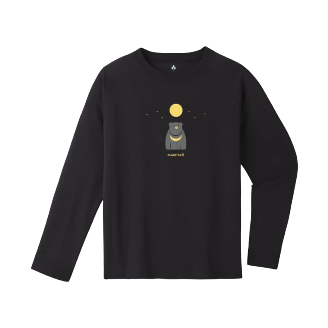 1114906 (Kids) Montbell Wickron Long Sleeve Japanese Black Bear T-Shirt Dark Gray