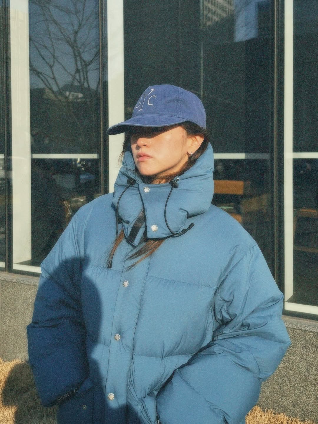 Sunday Ceremony Syc Logo 5 Panel Cotton Cap - Blue 착용 스타일 - 1