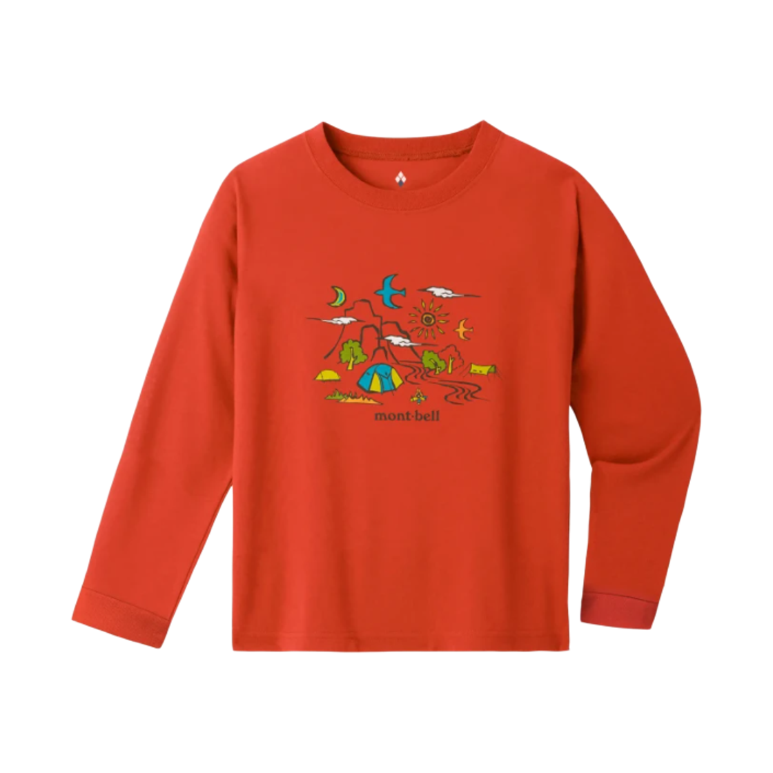 (키즈) 몽벨 위크론 롱슬리브 캠핑 티셔츠 레드((Kids) Montbell Wickron Long Sleeve Camping T-Shirt Red)