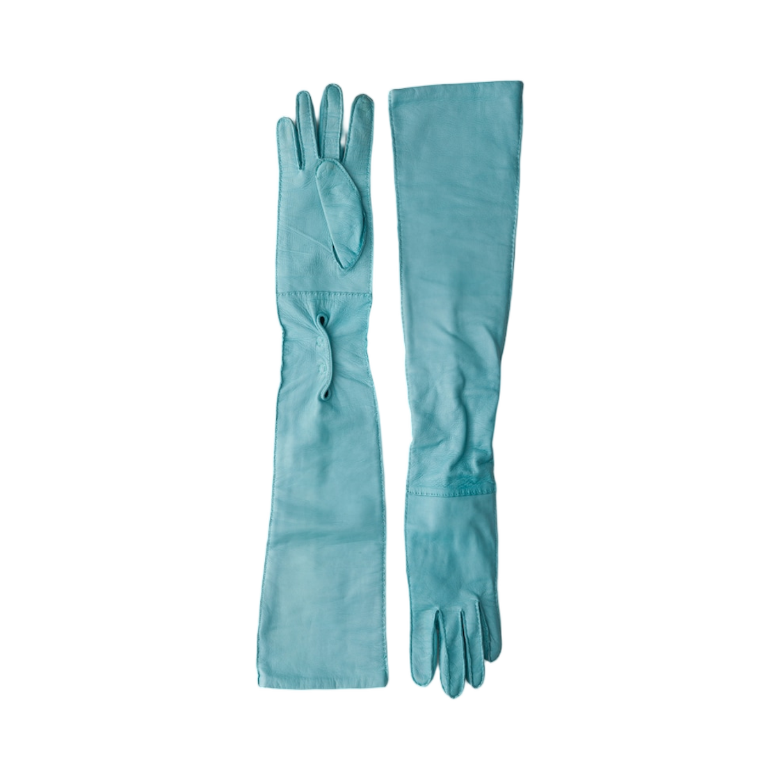 1GG034-038-F0360 Prada Leather Long Gloves Anise