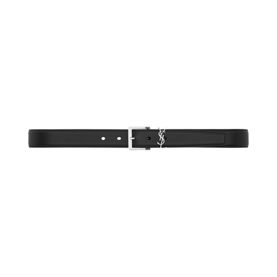 864585-BOO0E-1000 Saint Laurent Cassandre Vadim Belt in Smooth Leather Black