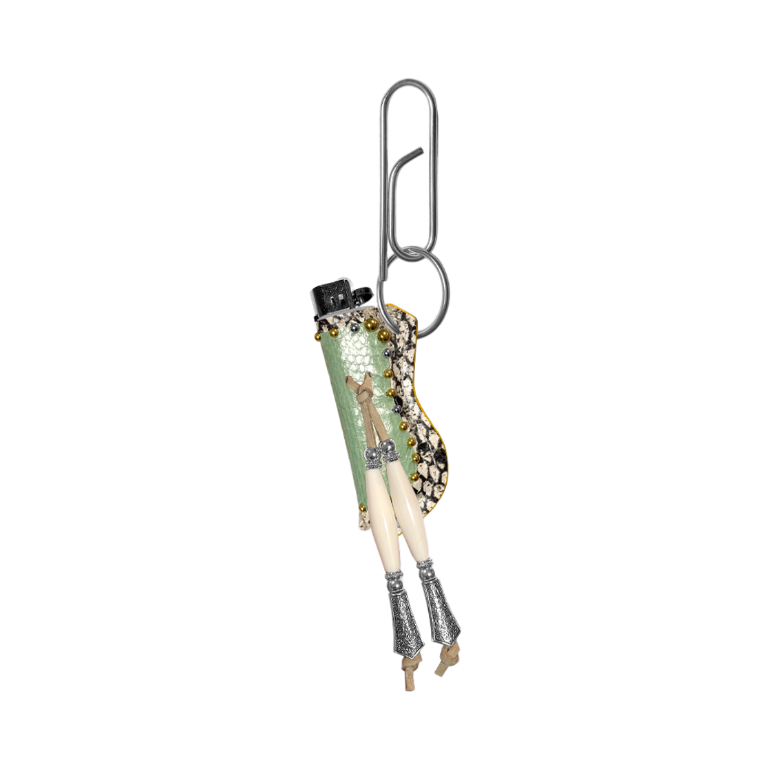 DN-LTR-26 DIRT NAP Ethnic Tassel Leather Lighter Holder Keyring Mint