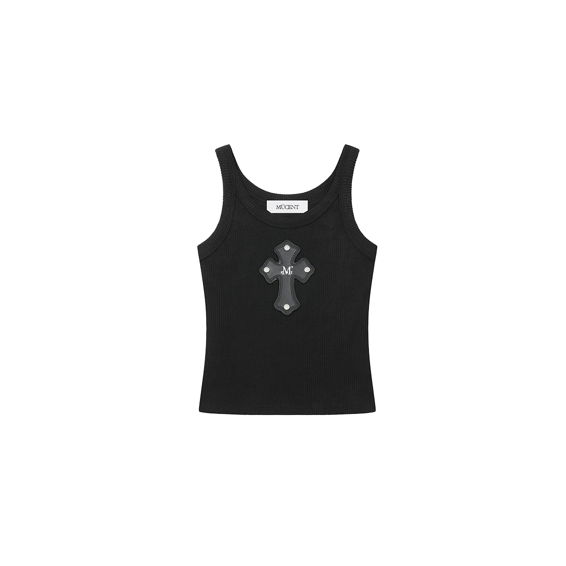 무센트 테오 크로스 레더 패치 슬리브리스 나시 (2컬러) 블랙(MUCENT Theo Cross Leather Patch Sleeveless (2Color) Black)