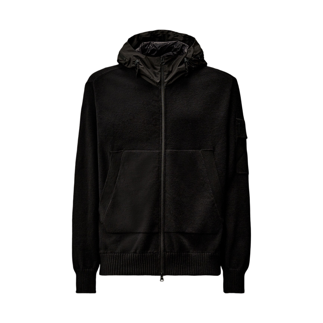 C.P. 컴퍼니 메트로폴리스 시리즈 엑스트라파인 메리노 울 믹스드 풀 집 후드 스웨터 블랙 - 25FW(C.P. Company Metropolis Series Extrafine Merino Wool Mixed Full Zip Hooded Sweater Black - 25FW)