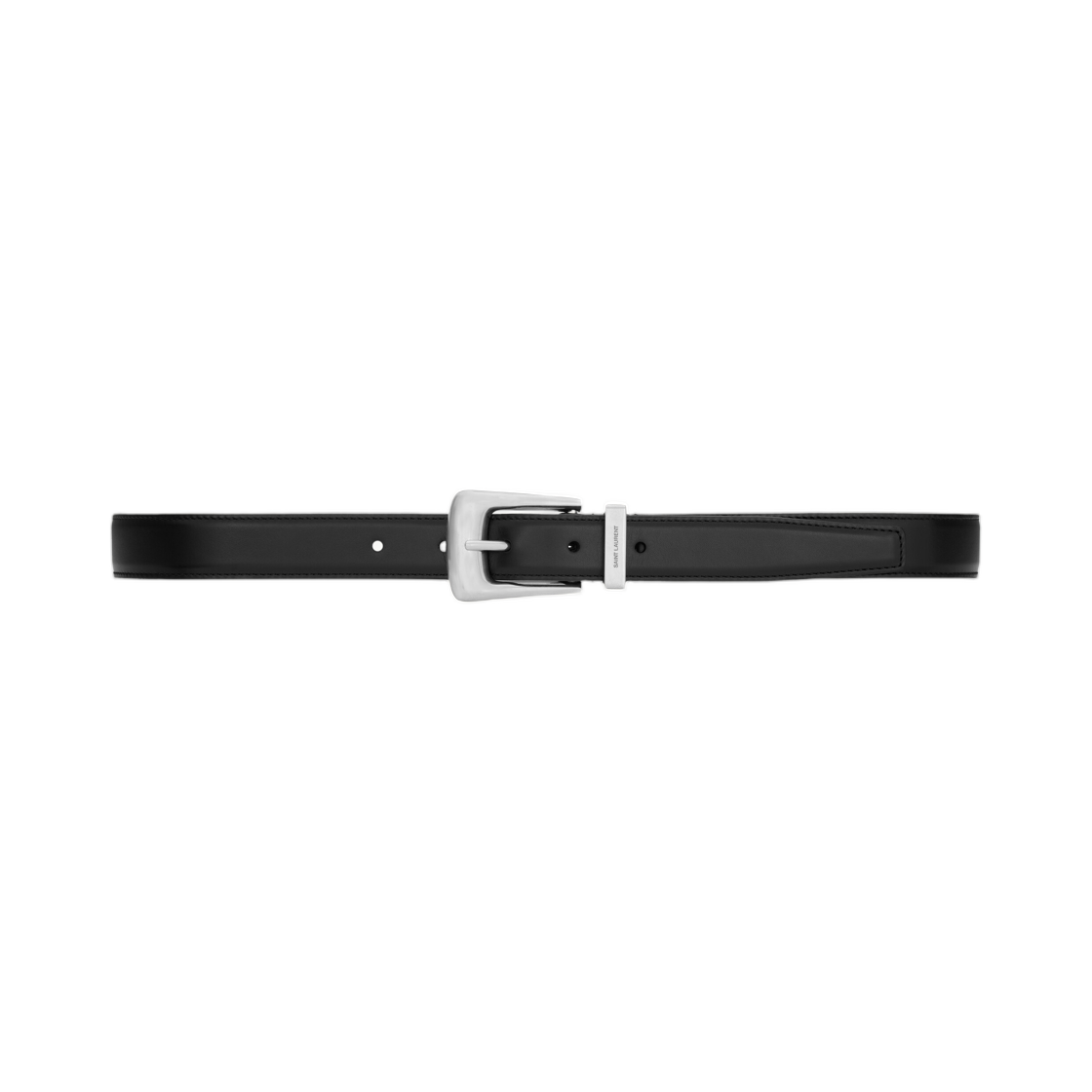 839769-AAEJE-1000 Saint Laurent Folk Belt in Smooth Leather Black