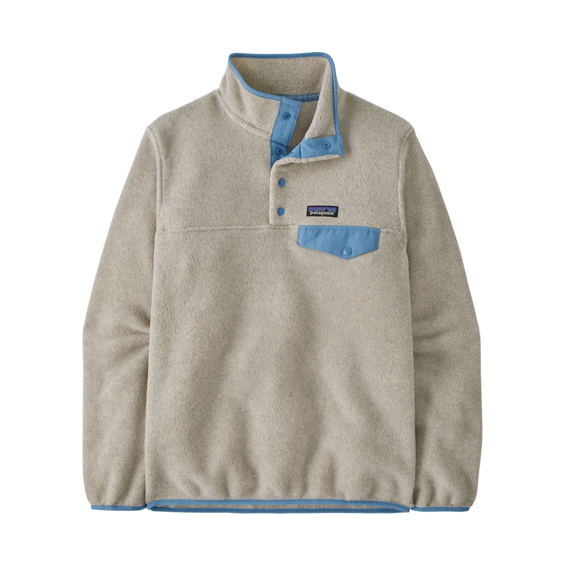 (W) 파타고니아 라이트웨이트 신칠라 스냅-T 플리스 풀오버 오트밀 헤더 W 슈어 블루((W) Patagonia Lightweight Synchilla Snap-T Fleece Pullover Oatmeal Heather W Shore Blue)