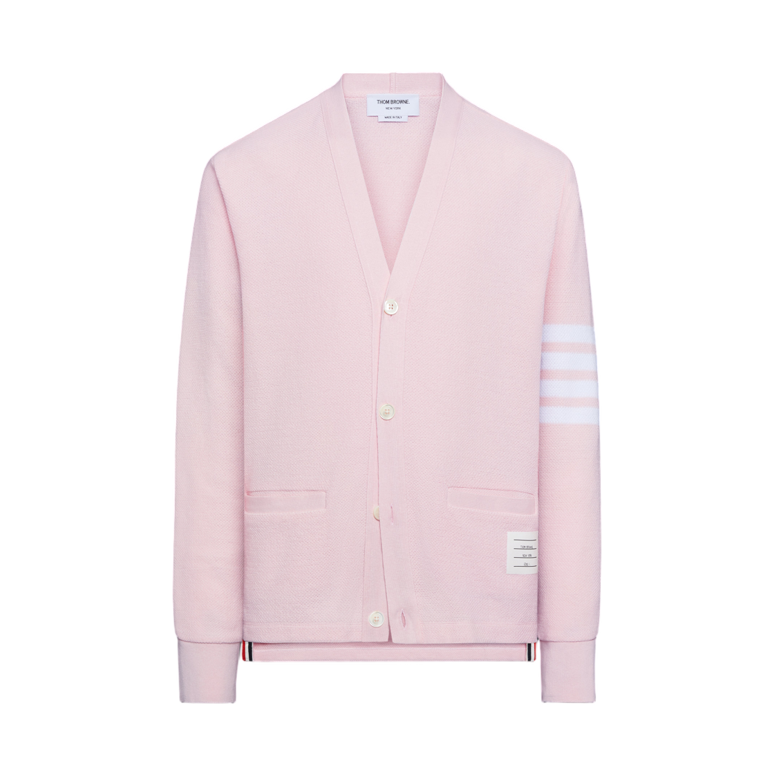 MJT554A-J0248-680 Thom Browne Textured Pique 4-Bar Cardigan Light Pink