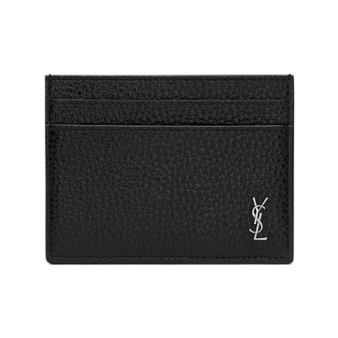 847951-AAELP-1000 Saint Laurent Tiny Cassandre Card Case in Grained Leather Black