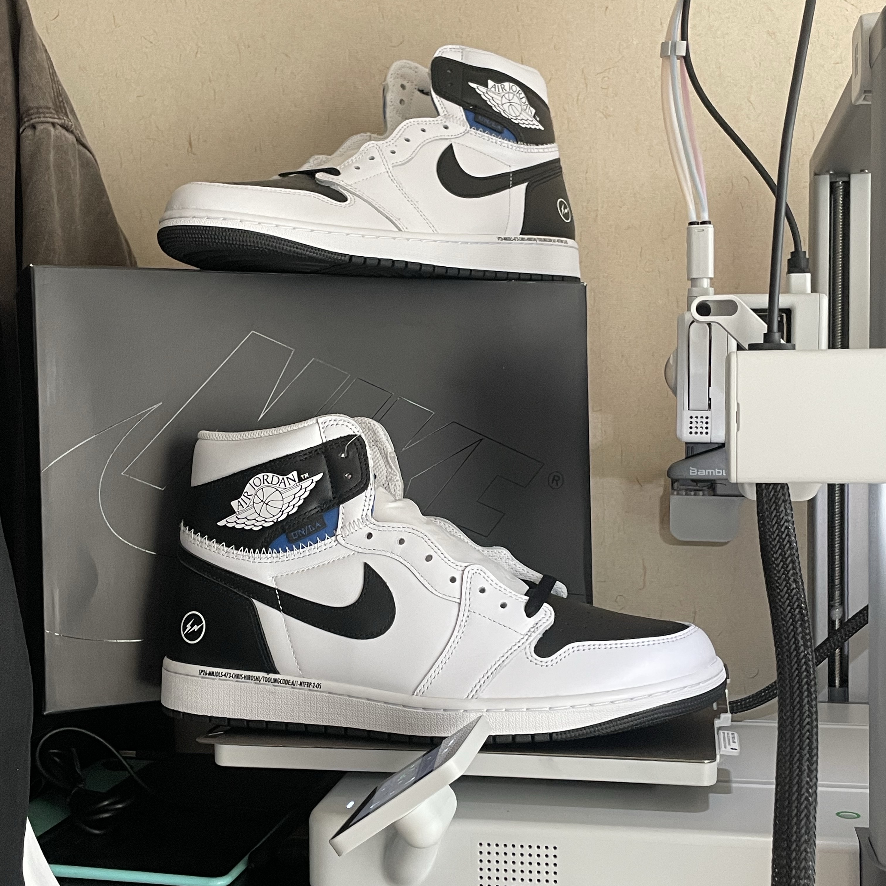 Jordan 1 x Fragment x Union LA High OG SP White Black 착용 스타일 - 8