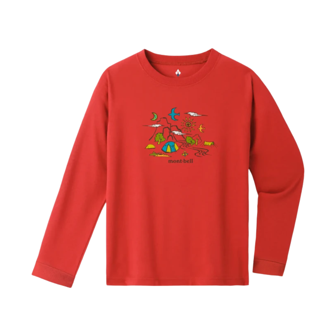 1114904 (Kids) Montbell Wickron Long Sleeve Camping T-Shirt Red