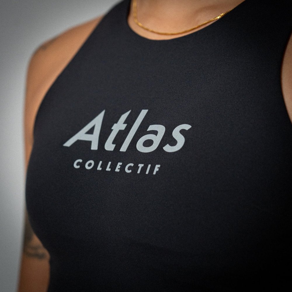 아틀라스 콜렉티프 일루미 트랙스 여성 러닝 크롭 싱글렛 블랙(Atlas COLLECTIF Illumi Trax WMNS Running Crop Singlet Black) - 3