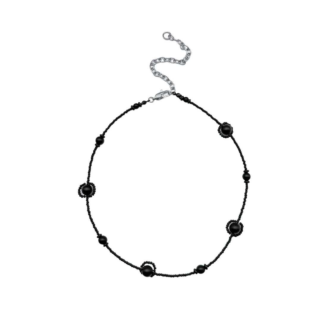 SLN573 SANLI Onyx Linked Pattern Necklace Short