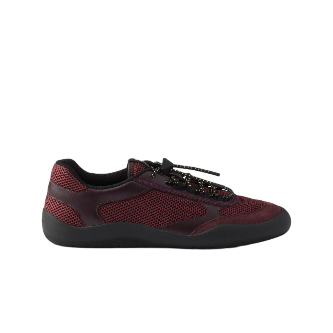 1E490O-3ZM0-F0007 (W) Prada Speedrock Mesh Fabric Sneakers Burgundy