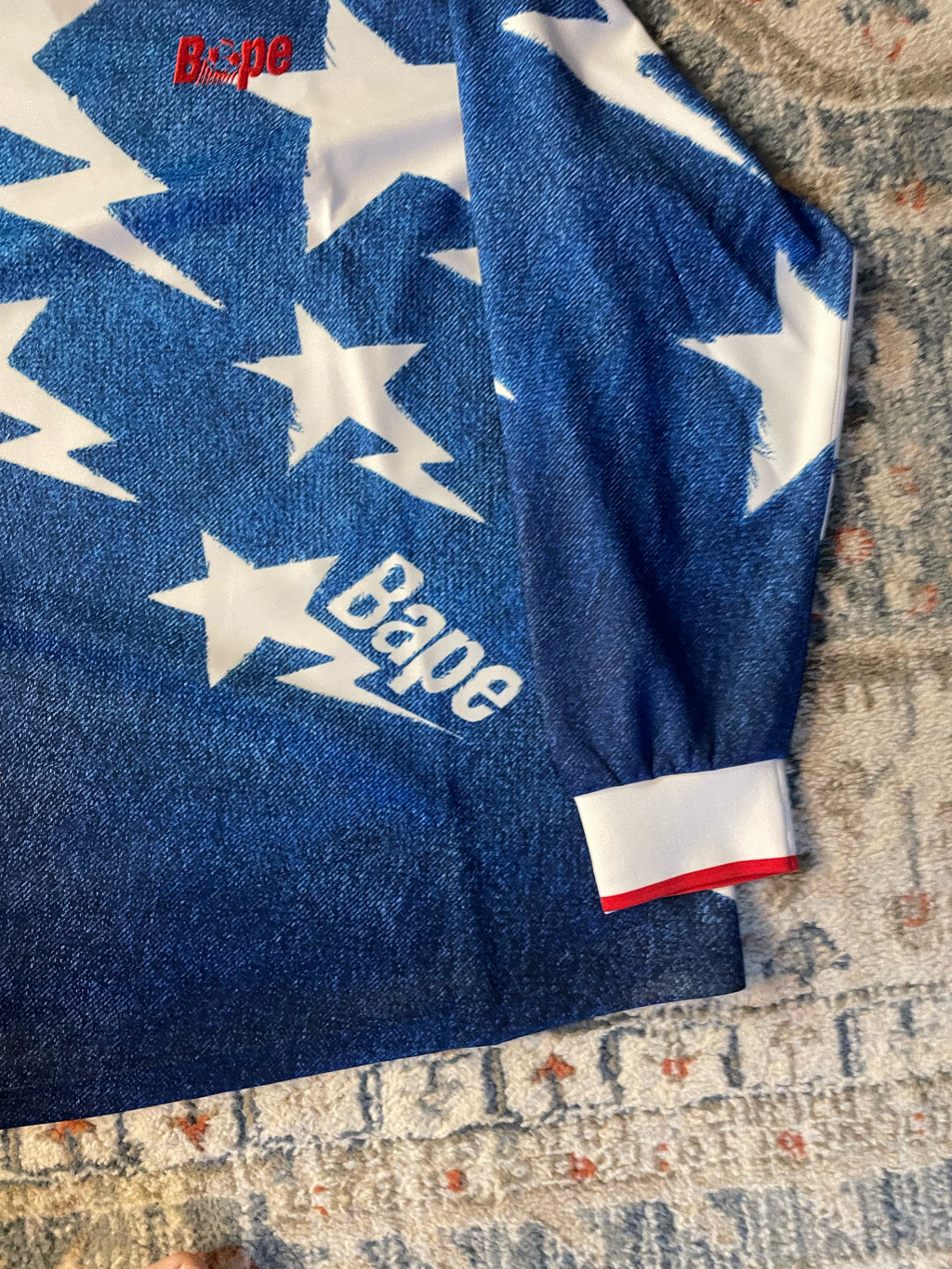 Adidas x BAPE Long Sleeve Standard Jersey Medium Blue Denim - KR Sizing 착용 스타일 - 5