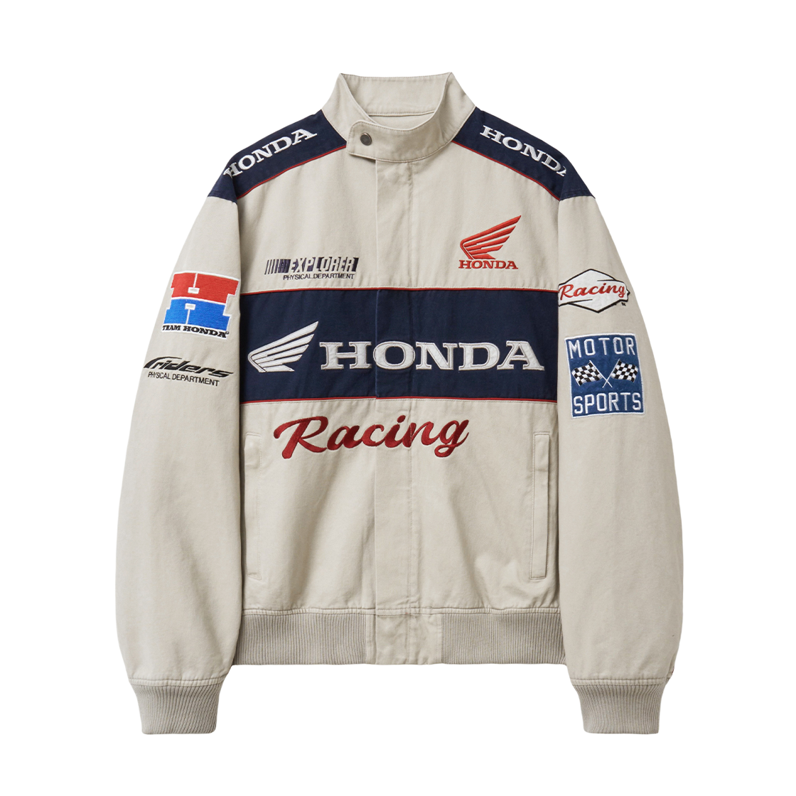 HGS1JK310AIV Honda Twill Multi Patch Motorcycle Jacket Ivory