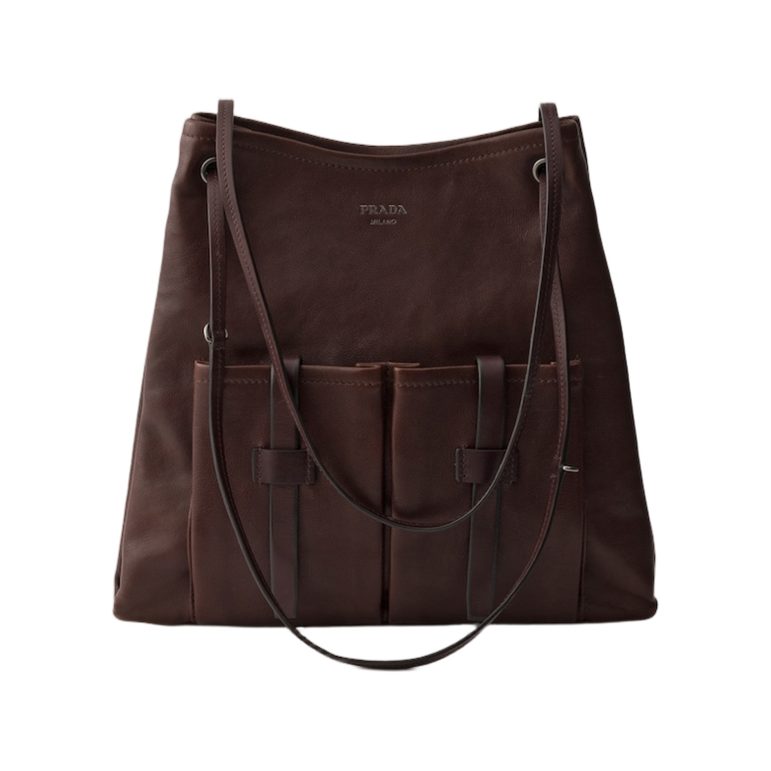 1BC293-2G6F-F0324 Prada Route Large Leather Bag Cocoa Brown