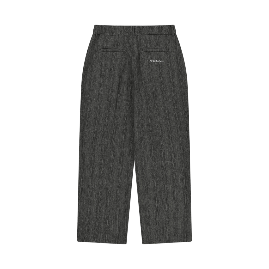 준느 P16 로우 라이즈 와이드 버진울 슬랙스 헤링본 그레이(Junne P16 Low Rise Wide Virgin Wool Slacks Herringbone Grey) - 2