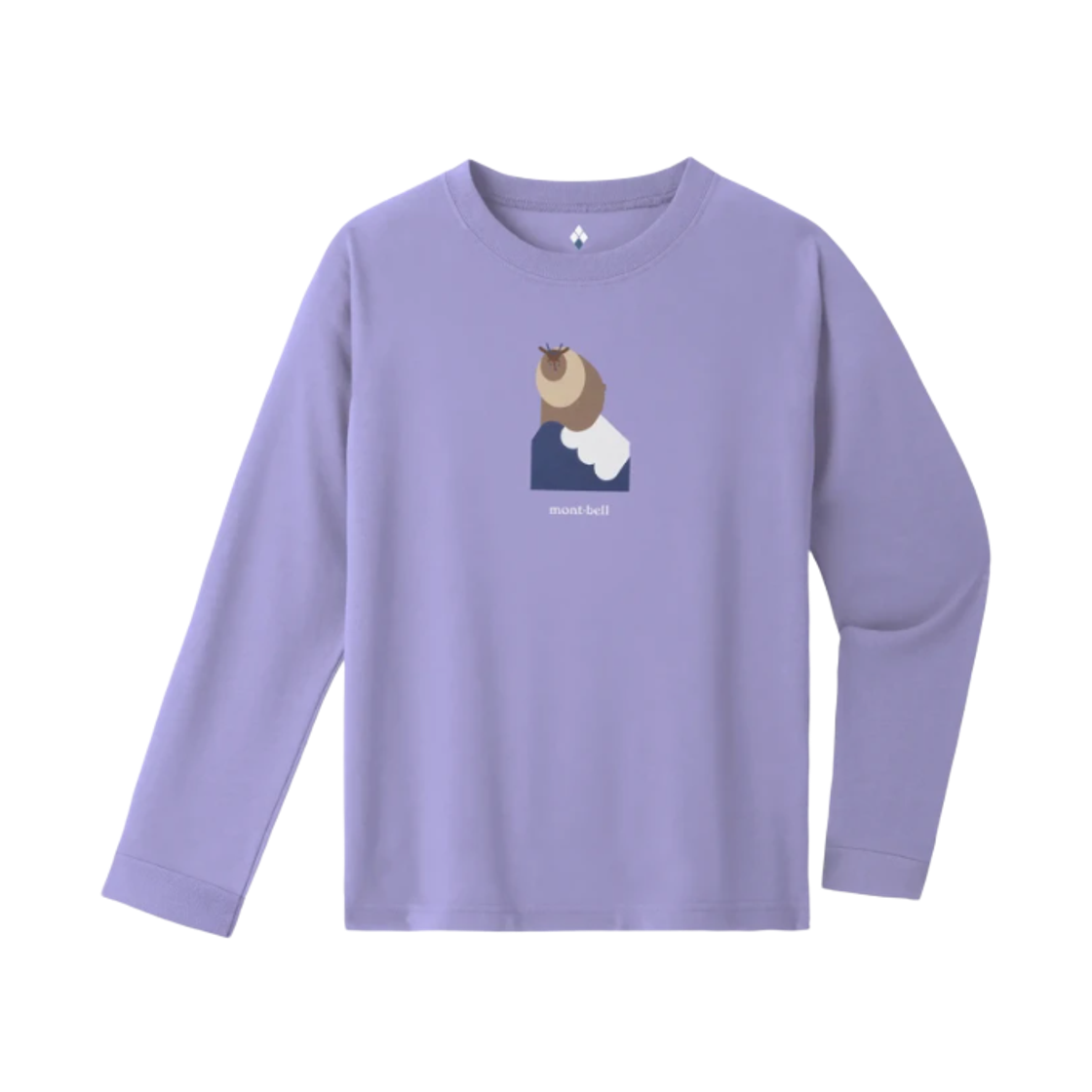 (키즈) 몽벨 위크론 롱슬리브 재패니즈 시로 티셔츠 라벤더((Kids) Montbell Wickron Long Sleeve Japanese Serow T-Shirt Lavender)