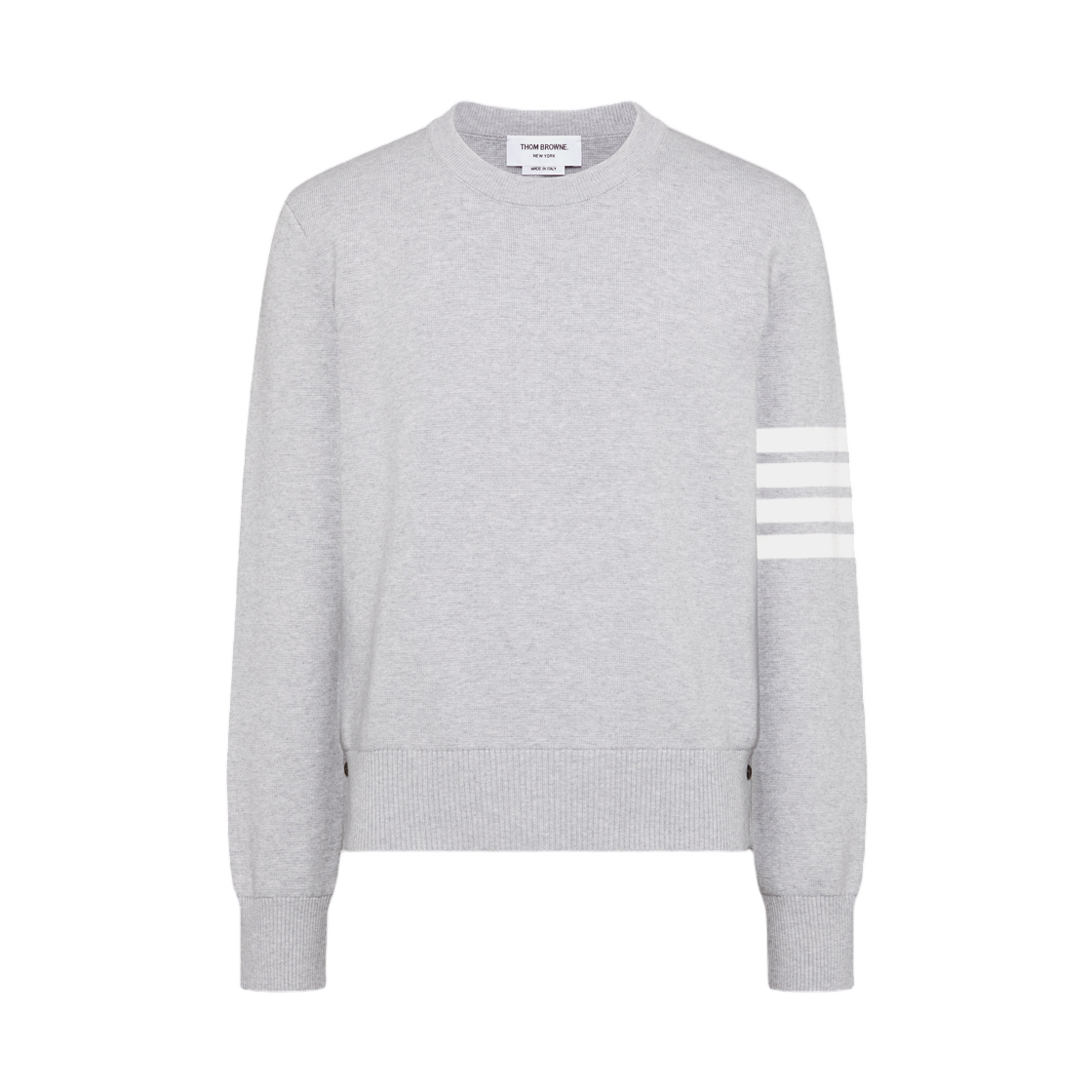 MKA202A-00219-066 Thom Browne Cotton Crepe 4-Bar Milano Stitch Pullover Pale Grey