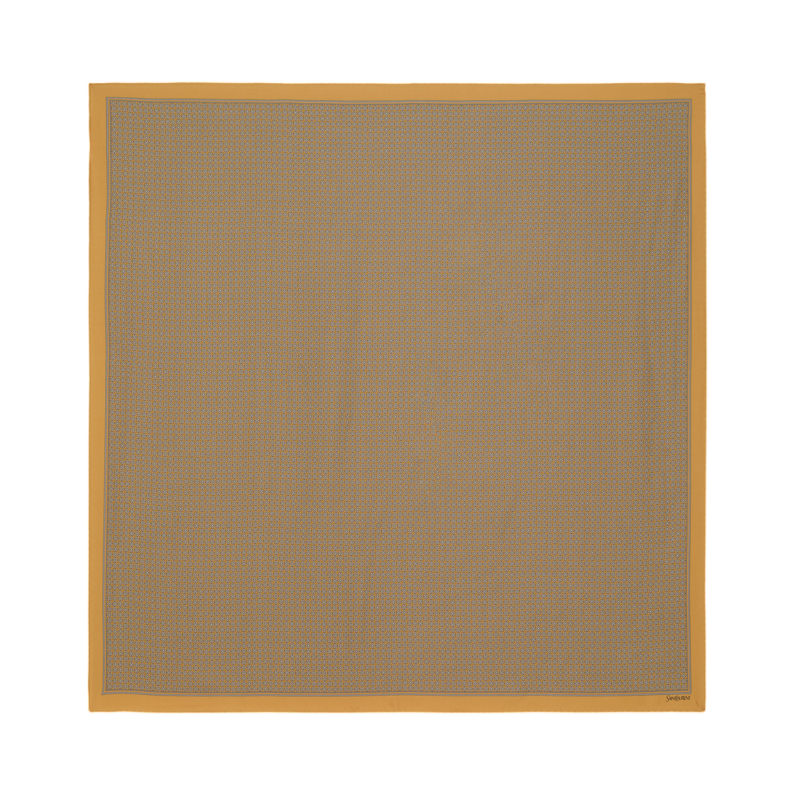 858580-3Y001-7788 Saint Laurent Square Scarf in Geometric Silk Twill Ochre and Multicolor