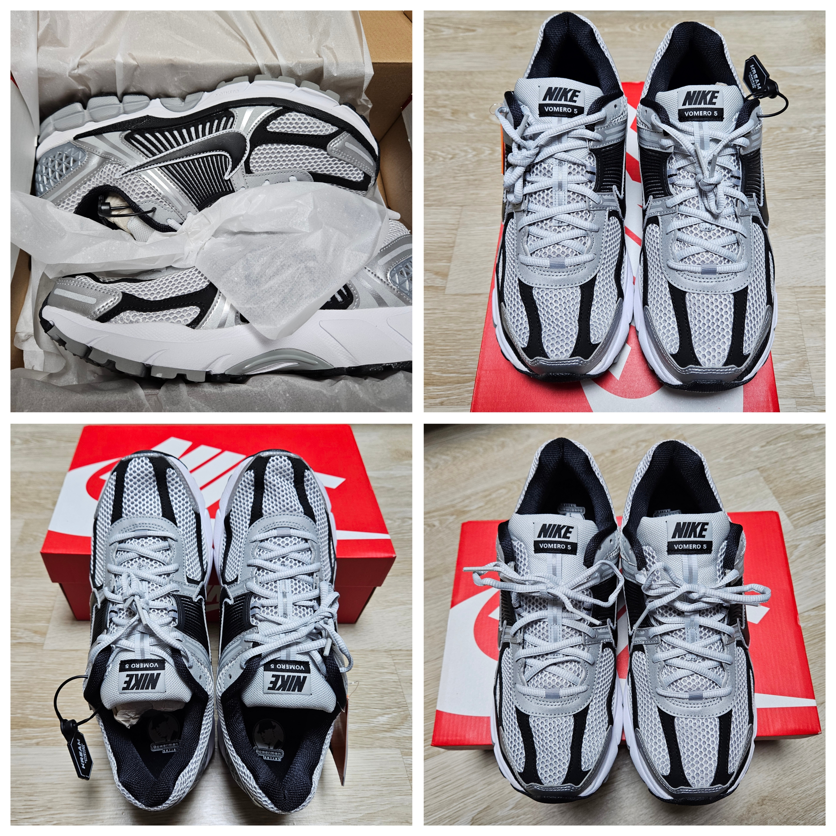 Nike Zoom Vomero 5 Metallic Silver Black 착용 스타일