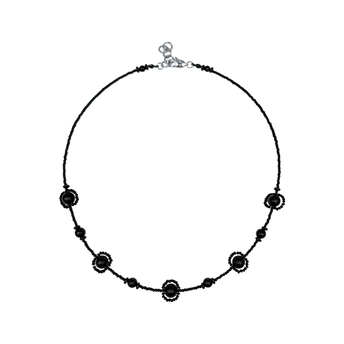 SLN572 SANLI Onyx Linked Pattern Necklace Long