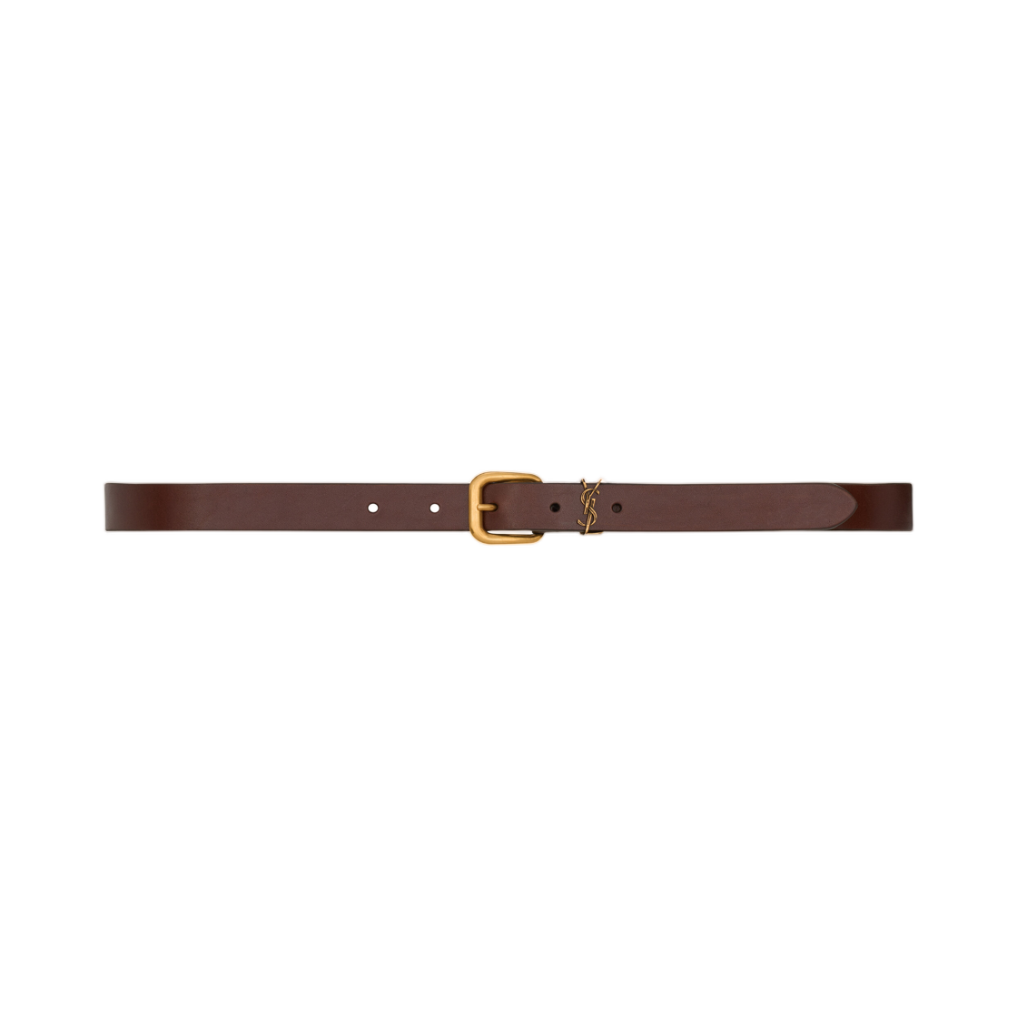 생로랑 카산드라 렉탱귤러 버클 벨트 레더 번트 초콜릿(Saint Laurent Cassandre Rectangular Buckle Belt in Leather Burnt Chocolate)