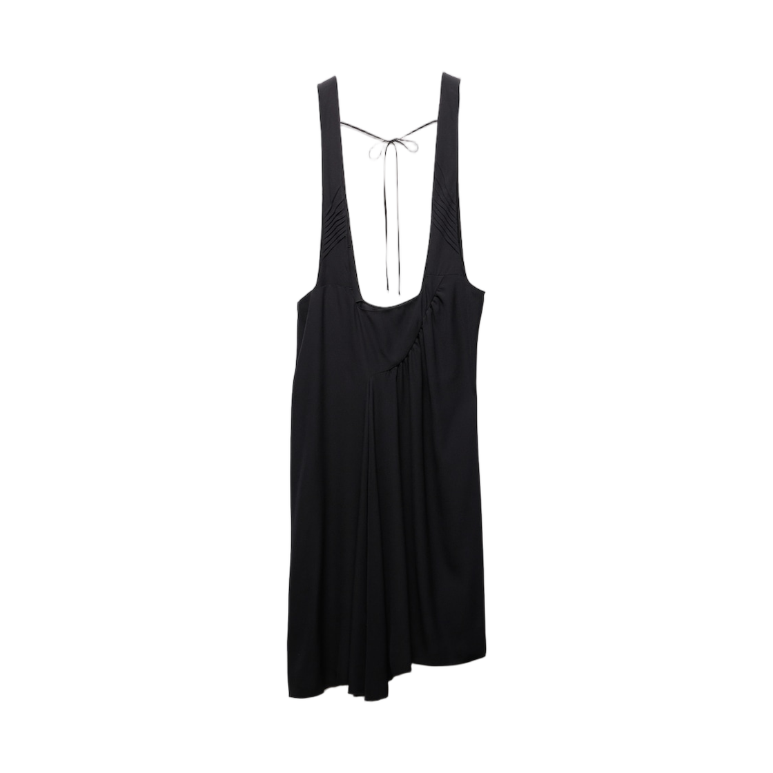 P3R81G-156A-F0002 (W) Prada Satin Sable Dress With Suspenders Black