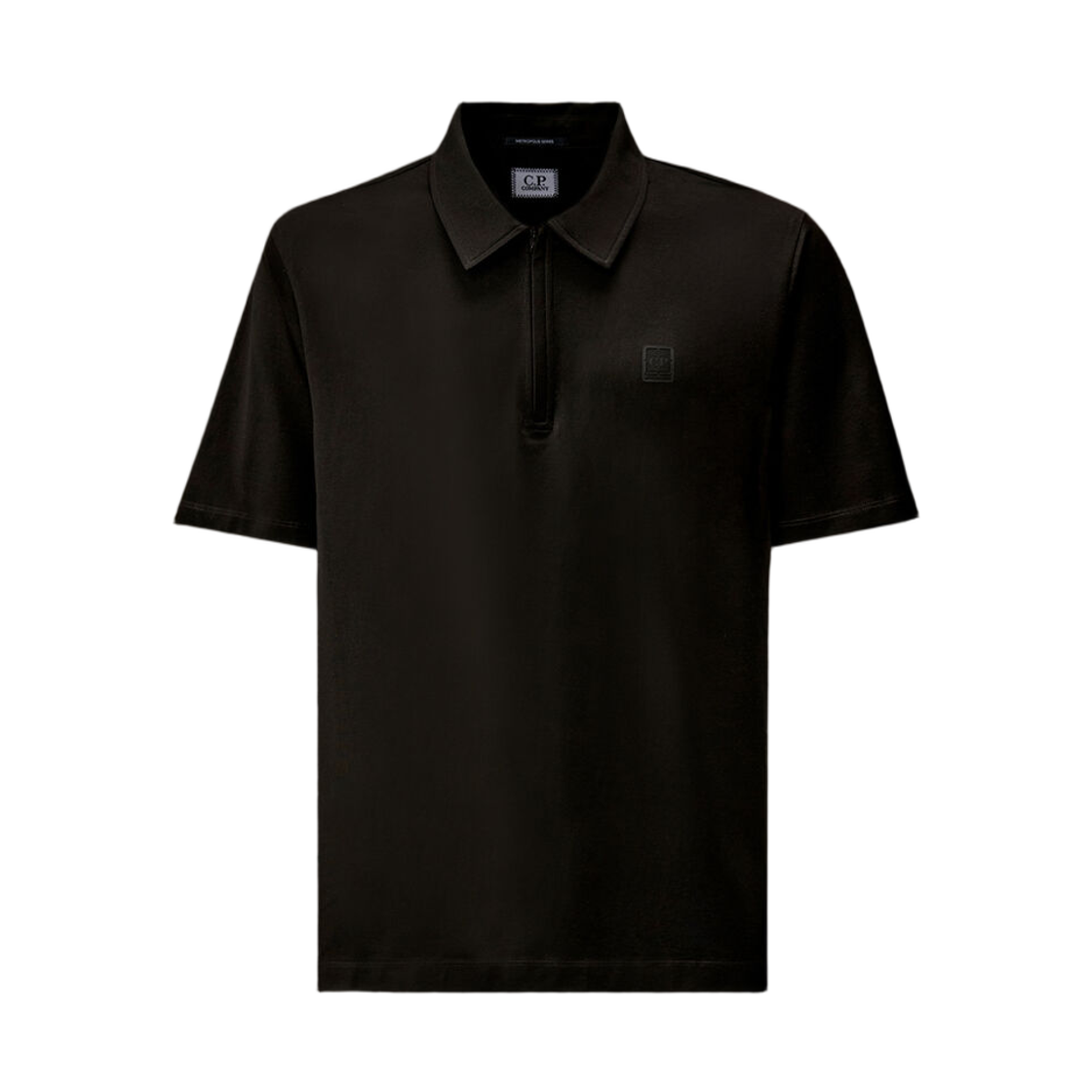 20CLPL021A006370W999 C.P. Company Metropolis Series Mercerized Jersey Short Sleeve Half Zip Polo Black - 26SS