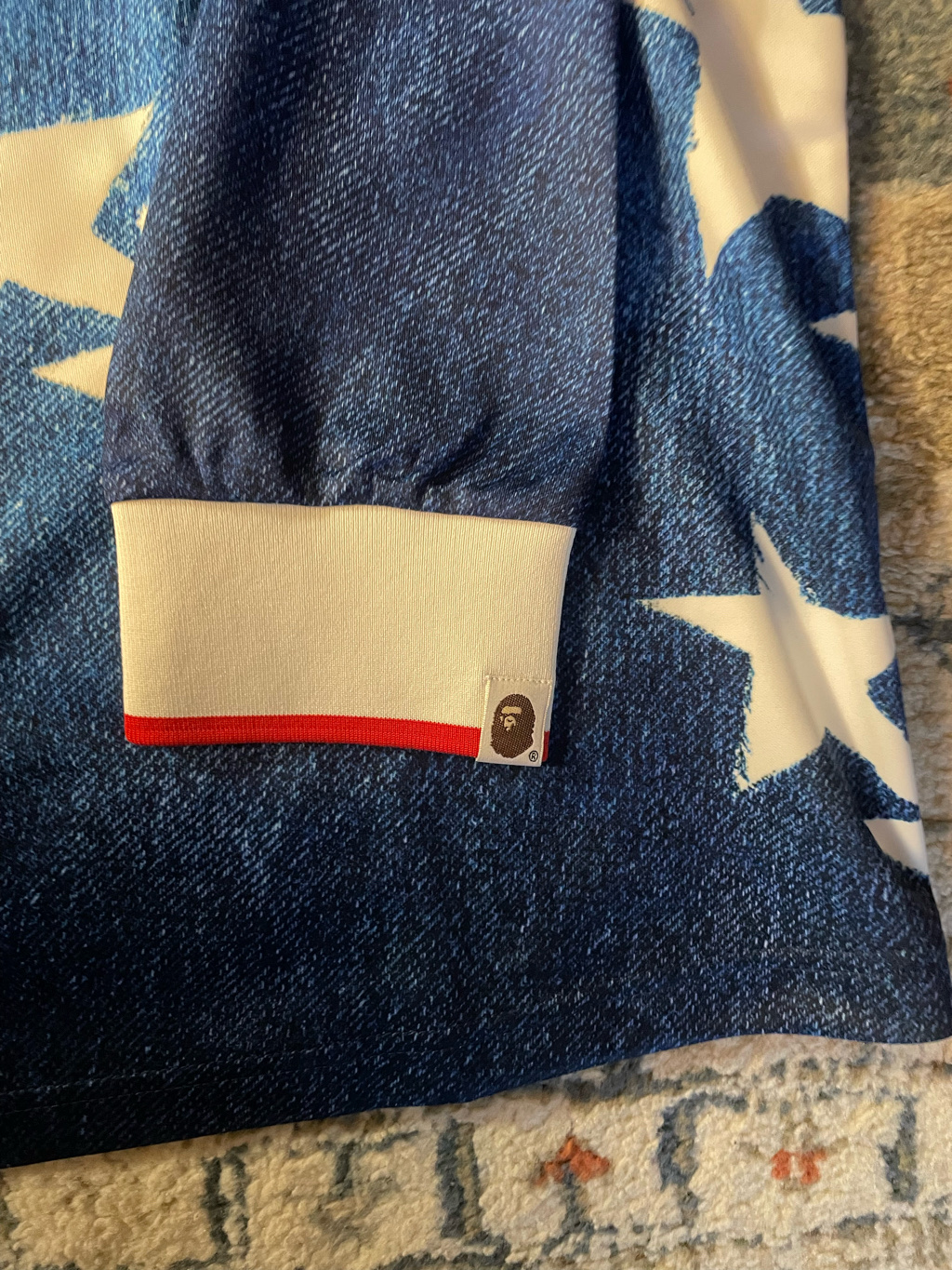 Adidas x BAPE Long Sleeve Standard Jersey Medium Blue Denim - KR Sizing 착용 스타일 - 7
