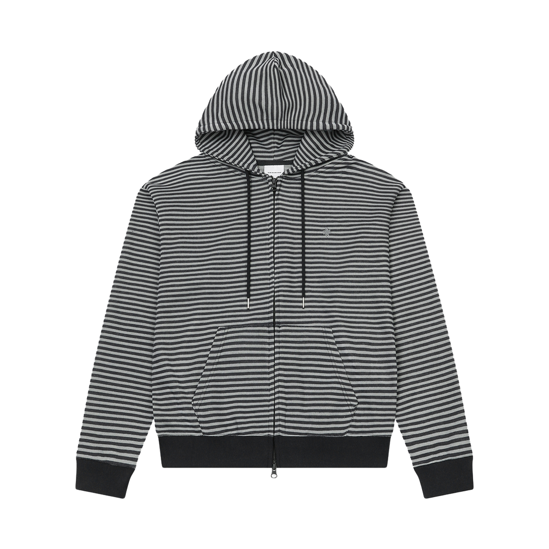 SR26OUT03NY SLOW RECORD HOUSE Stripe Knit Hood Zip-Up Navy