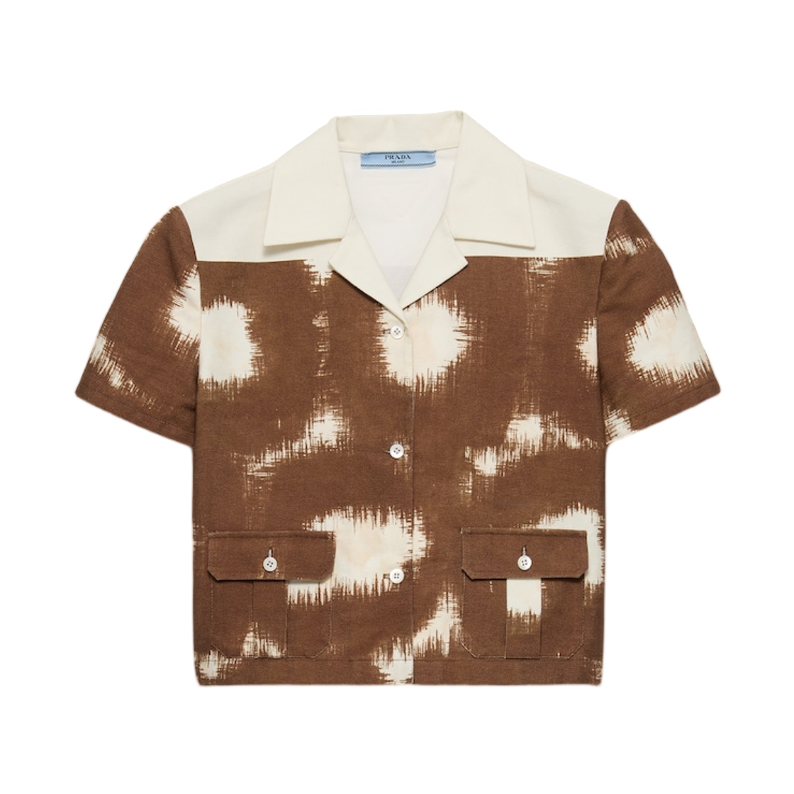 P412J-187Q-F0005 (W) Prada Printed Canvas Shirt Tobacco
