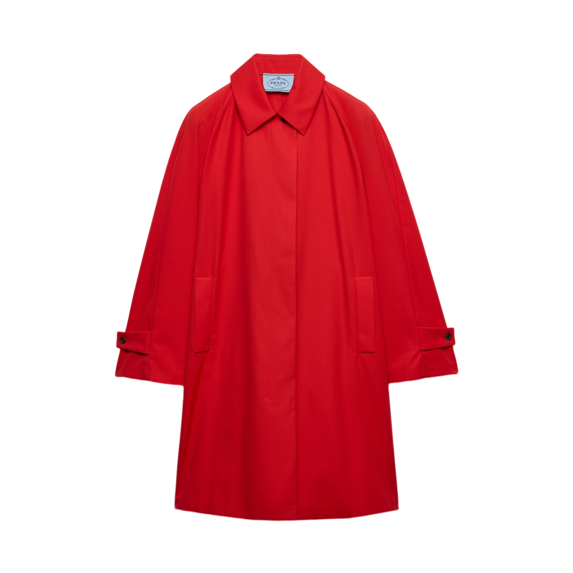 P603TG-184A-F0011 (W) Prada Single-Breasted Gabardine Coat Red