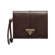 Prada Small Leather Wallet Dark Brown