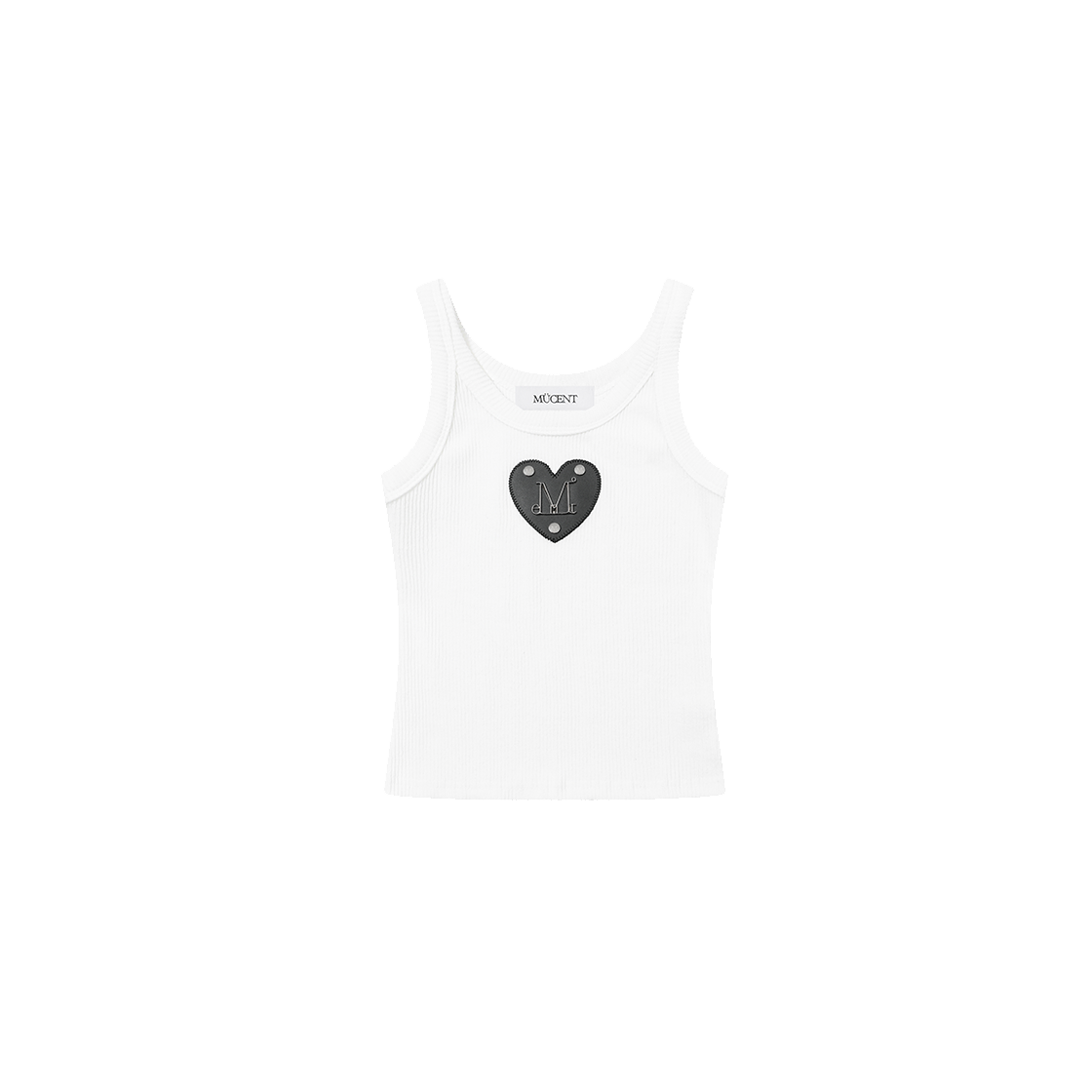 무센트 디온 메탈 로고 하트 패치 슬리브리스 나시 (2컬러) 화이트(MUCENT Dyon Metal Logo Heart Patch Sleeveless (2Color) White)