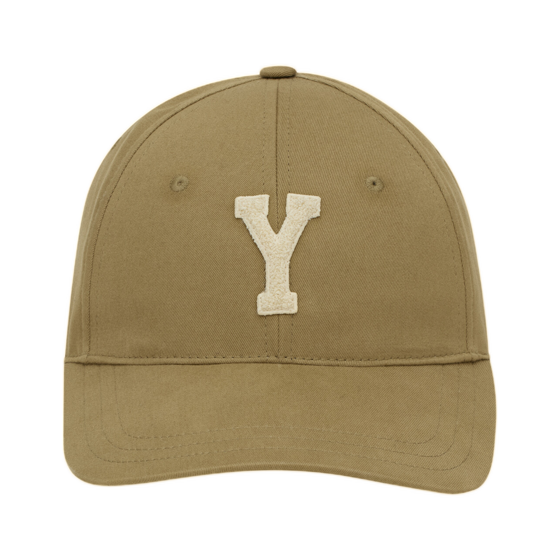 816871-3YR57-2978 Saint Laurent Y Varsity Cap in Gabardine Sand and Ivory