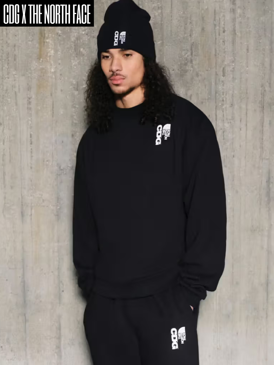 CDG x The North Face Tote Bag TNF Black, CDG x The North Face Beanie TNF Black 착용 스타일 - 4