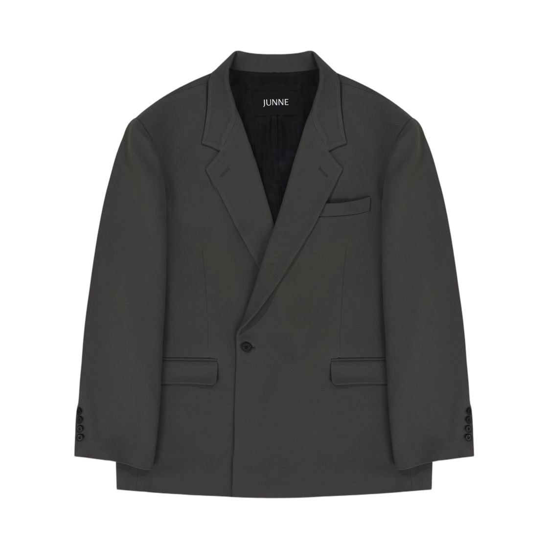 준느 J42 하프 랩 버진울 블레이저 그레이(Junne J42 Half Wrap Virgin Wool Blazer Grey)