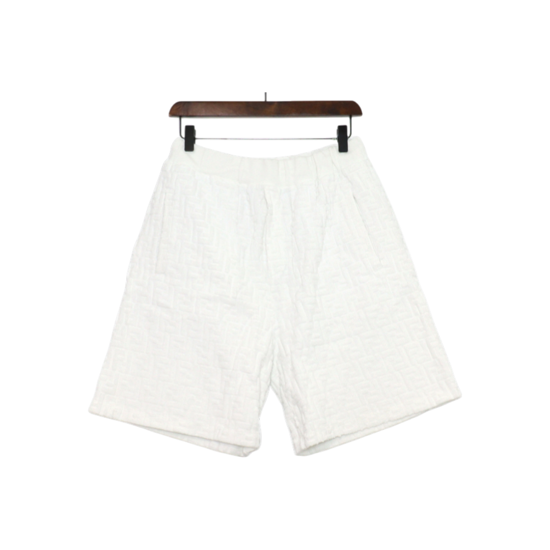 ITKQNQRQW7EJ Fendi FB0689 White Terry FF Logo Men's Bermuda Shorts
