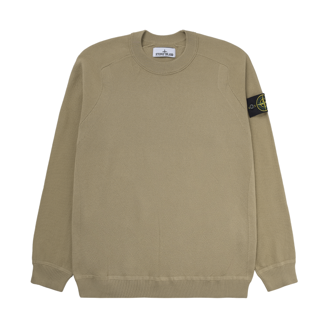 K1S1551000-36S00B5-V0094 Stone Island 5100036 Soft Organic Cotton Micro Stitch Loose-Fit Crewneck Sweater with Ribbed Details Biscuit - 25SS