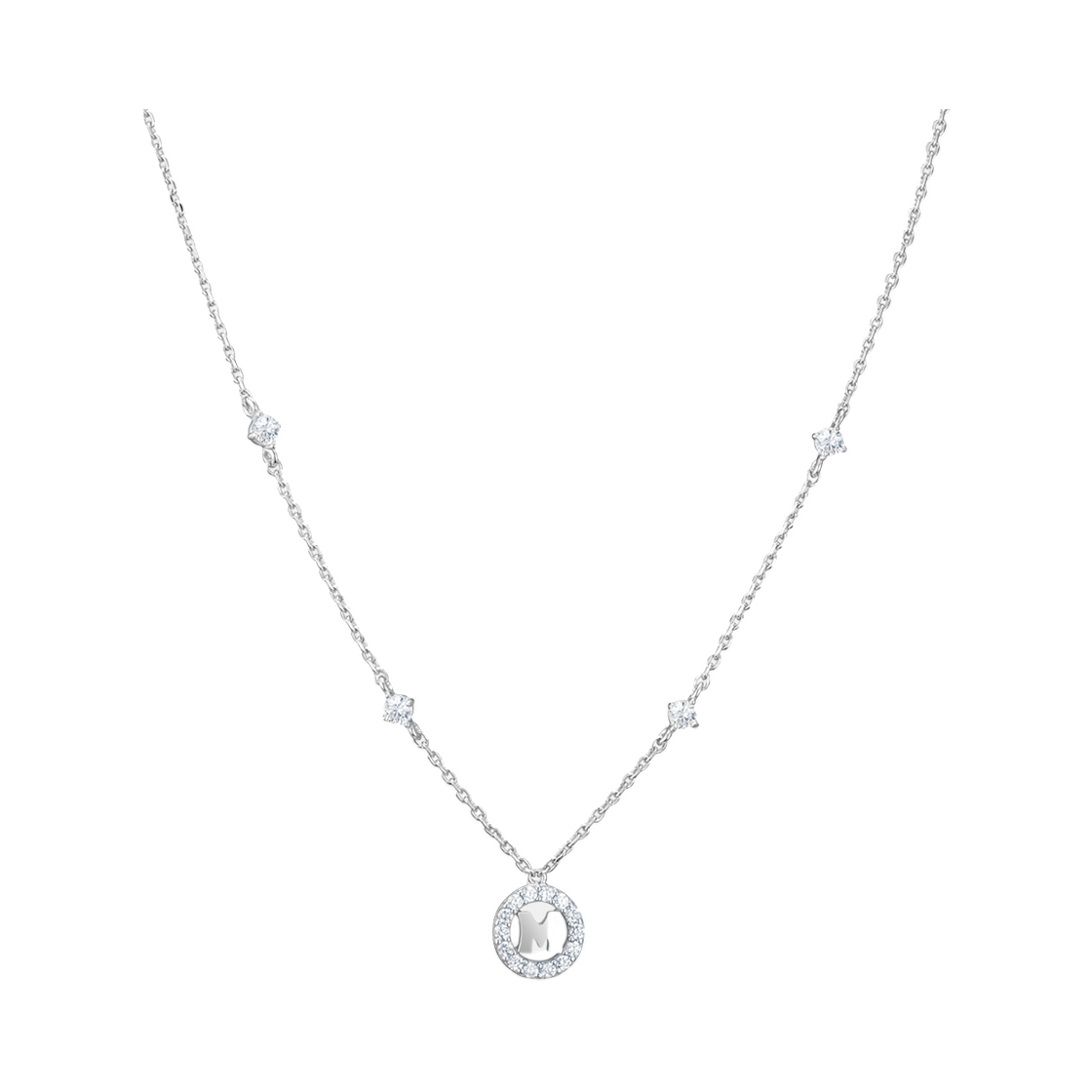 (W) 메트로시티 첸뜨로 화이트 스털링 실버 네클리스 화이트((W) Metrocity Centro White Sterling Silver Necklace White) - 1